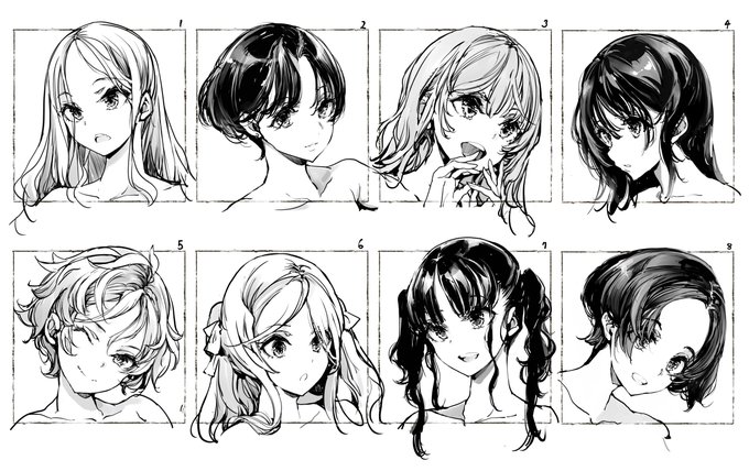 髪型のレパートリーを増やしたくてアイコンぽく描いてみる 