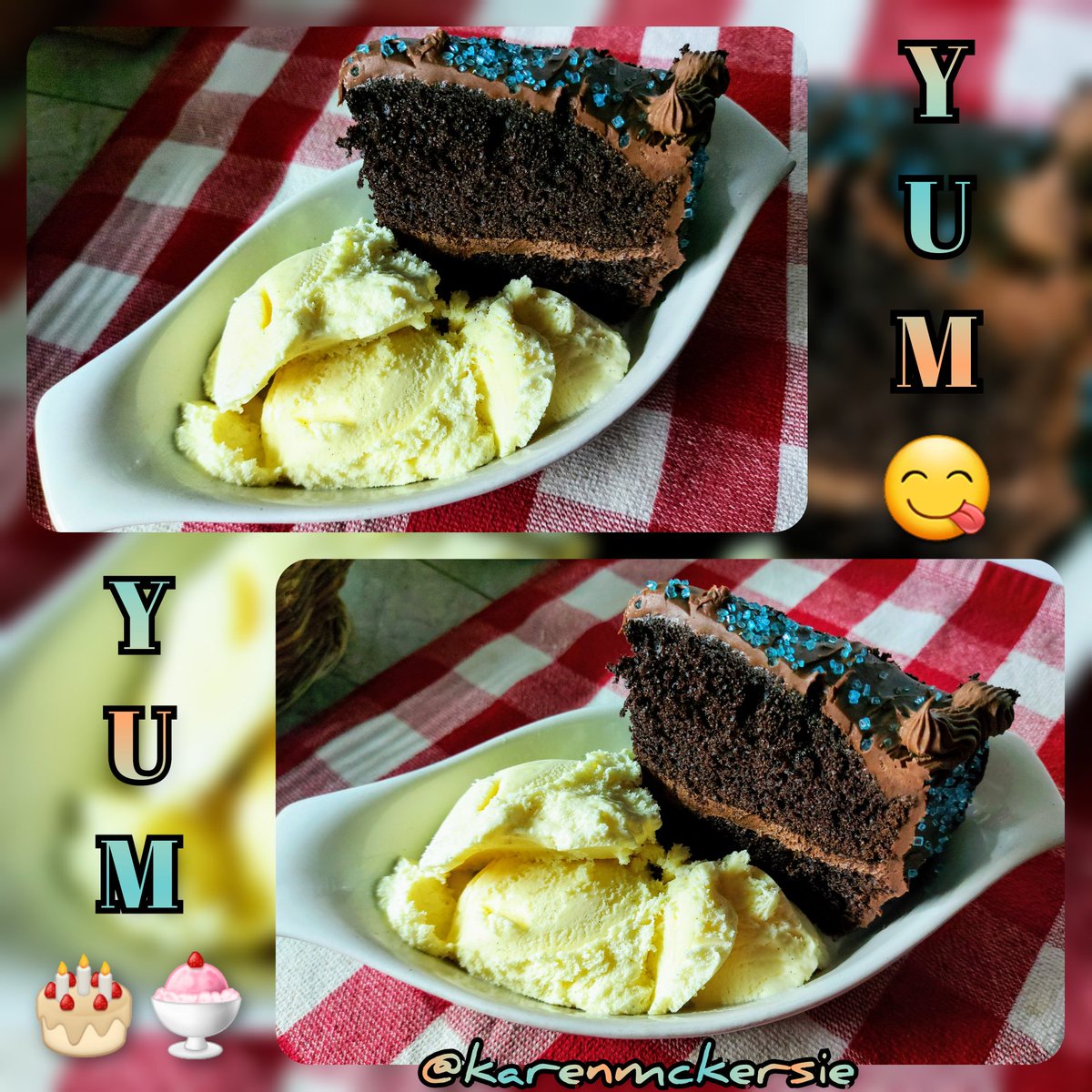 🎉 It's National Dessert Day! (Oct.14/2021)😋🎂🍨 Lets Celebrate with Some Homemade Triple Chocolate Fudge Cake & French Vanilla Ice Cream,  Delicious!😋🎂🍨 #NationalDessertDay #dessert #DessertDay #foodie #Homemade #chocolate #chocolatecake #cakeandicecream #foodblogger #sweet