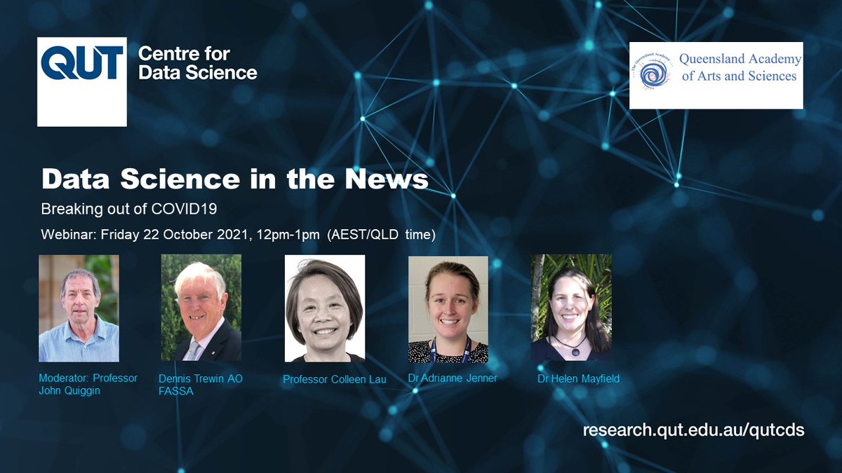 QUTDataScience's tweet photo. We are looking forward to our next panel discussion - Breaking out of COVID19. Hear more about the role of data science in the transition from lockdowns to vaccines & the next stage of the pandemic. Register now https://t.co/snfnEGM2bS
#QUTCDS #DSitN #DataScience https://t.co/RiGHjjzPGW