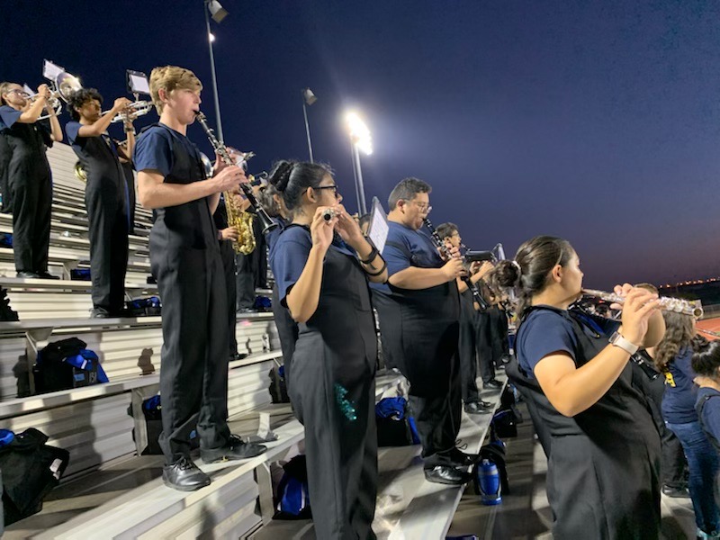 AHHSBand's tweet photo. The Jackets were rolling on the field and in the stands tonight! Way to go @Heightsfootbal3! We had a blast (literally)! #ayyyheights #gojackets https://t.co/3cKazzRnM6