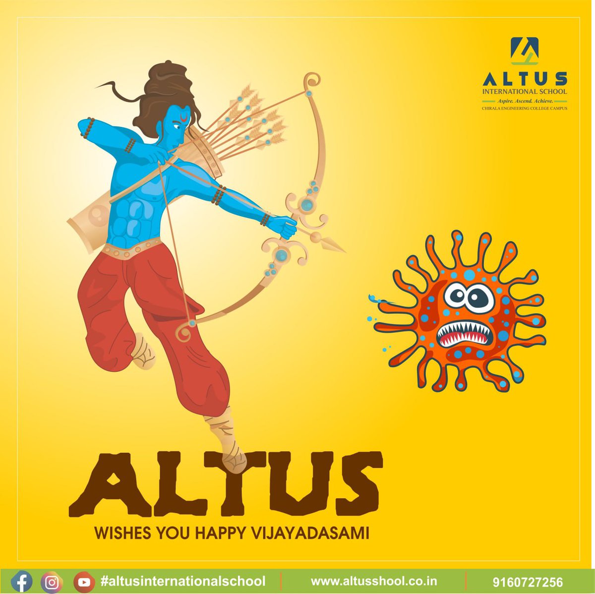 Altus_school's tweet photo. Let us all celebrate the victory of good over evil on this auspicious day. Happy Dussehra. 

#HappyDussehra #AltusInternationalSchool https://t.co/cLSCztFM4O