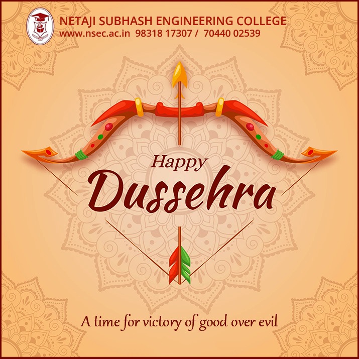 _nsec_official_'s tweet photo. The joyous conquer of good over all obstacles wishing towards better days.
Netaji Subhash Engineering College wishes everyone a very #HappyDussehra https://t.co/yNDjOE8Rca