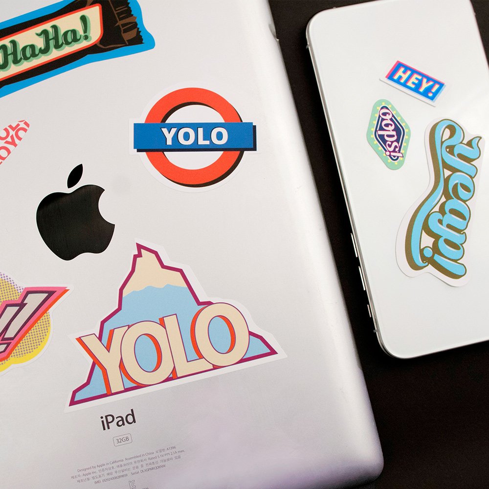 💥THEFONT stickers are here!💥 South Korean design company, EK, illustrated these funky font sticker sheets that are super bold and colorful. Decorate everything with trending words like FLEX, COOL, YOLO, COFFEE, OH, and HAHAHA!