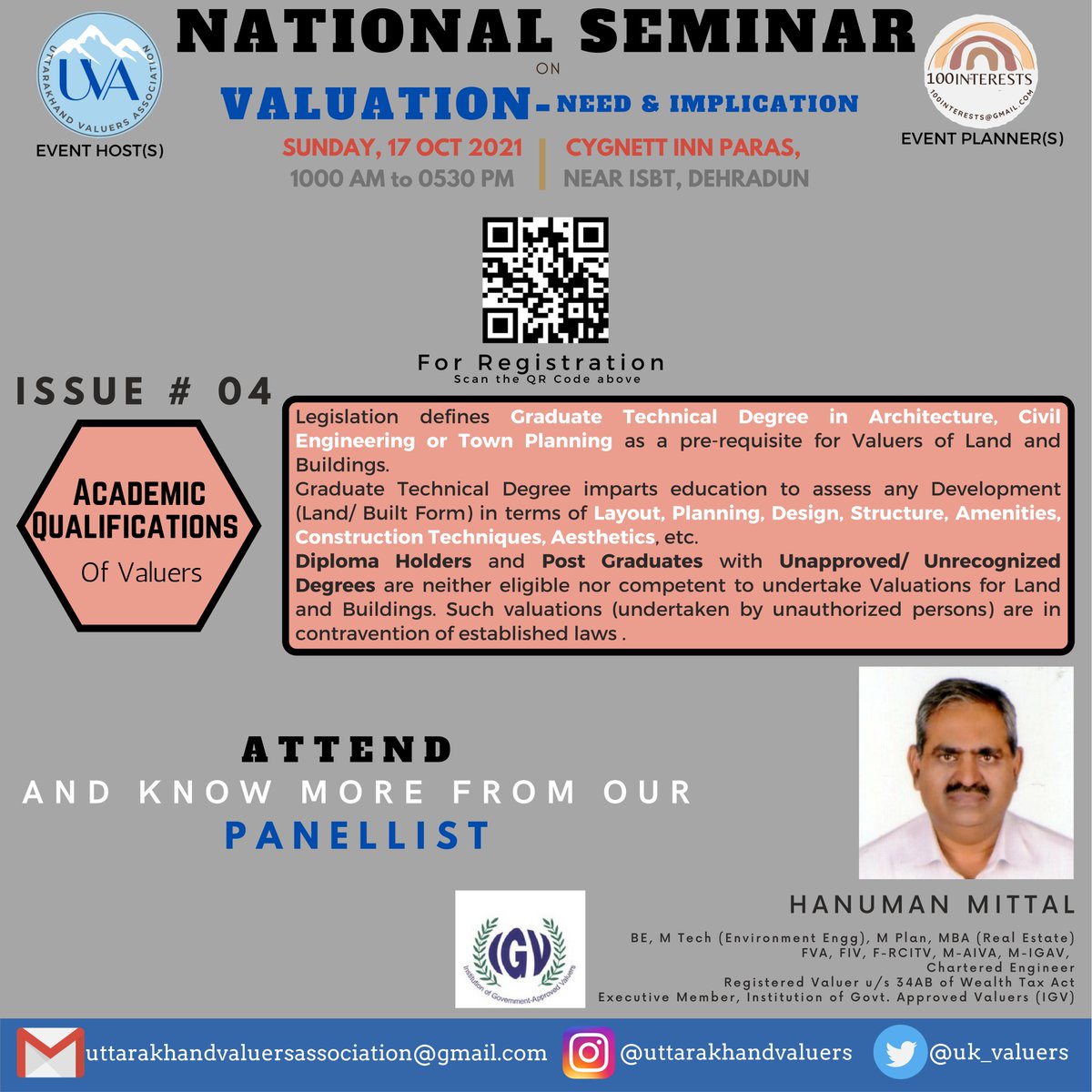 uk_valuers's tweet photo. #Listen2ValuersVoice
In the build up towards the National Valuation Seminar, the last 'Focus Panelist’ poster addresses Academic Qualifications of Valuers.
Attend and know more about Issues plaguing the Profession of Valuation.
@PanIndiaValuers https://t.co/wTkhumbwdt
