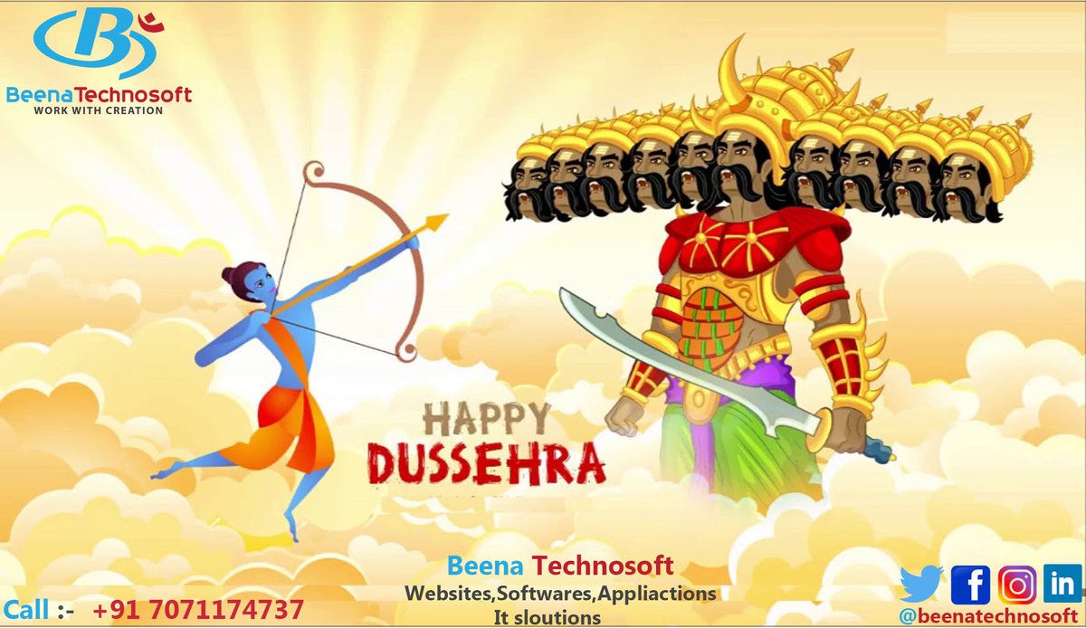 beenatechnosoft's tweet image. &quot;May God Ram keep lighting your path of success and may you achieve victory in every phase of life. Happy Dussehra!&quot;

#HappyDussehra #VijayaDashami #beenatechnosoft  #Ram #jaishreeram #webdevelopmentcompany #softwaredevelopmentcompany