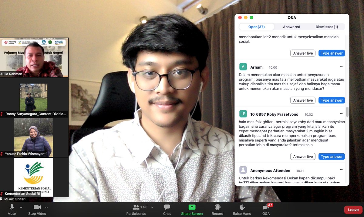 MFaizGhifari's tweet photo. Ternyata Kemensos punya program seru di kampus merdeka, namanya pejuang muda. Mahasiswa dapat langsung mengaplikasikan ilmu untuk memberi dampak sosial secara konkret, dan dinilai setara 20 SKS!

Aku bersyukur, tadi pagi diberi kesempatan sharing ke 1.6K Teman-teman pejuang Muda https://t.co/NNXAiuRIrg