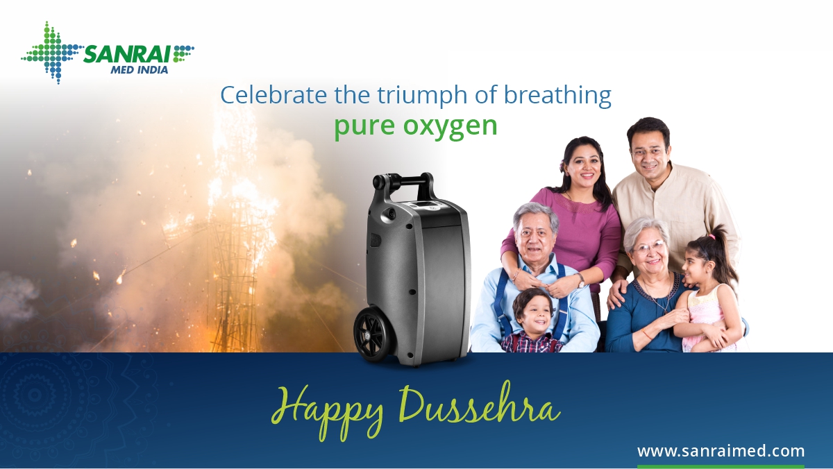 SanraiMed_India's tweet photo. This Dussehra, let Sanrai's FDA-approved oxygen concentrators keep you safe from the harmful smokes from effigy burnings. 

#SanraiMedIndia #dussehra #navratri #happydussehra #BreatheEasyWithSanrai #HelpingIndiaBreatheBetter #CareBeyondBarriers #SanraiCare https://t.co/a6eM2ucgtg