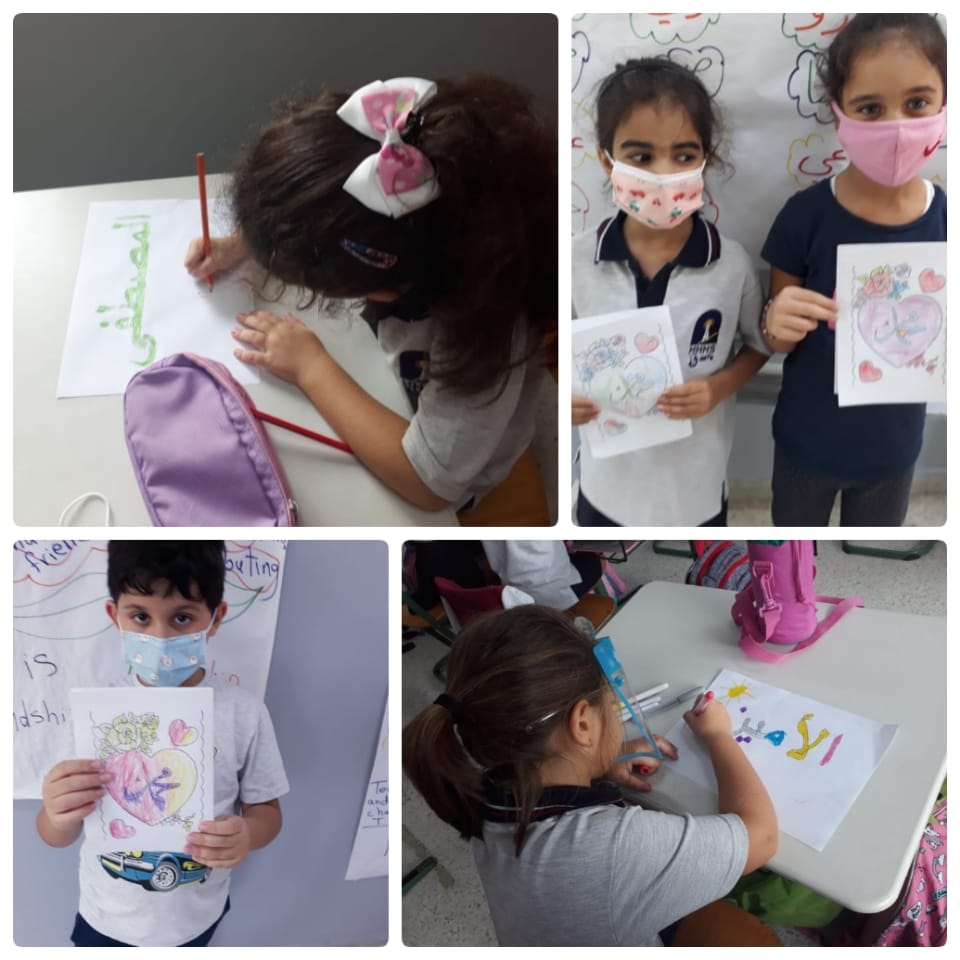 براعم القسم الابتدائي تعبر عن حبها للنبي محمد صلى الله عليه وسلم من خلال بعض الرسومات ومن خلال حضورهم فيديو يتضمن مواقف من السيرة النبوية الشريفة <a href="/dina_jradi/">Dina Jradi</a> <a href="/FadwaKotob/">fadwa nizar kotob</a> <a href="/DaraziFarah/">Farah Darazi</a>