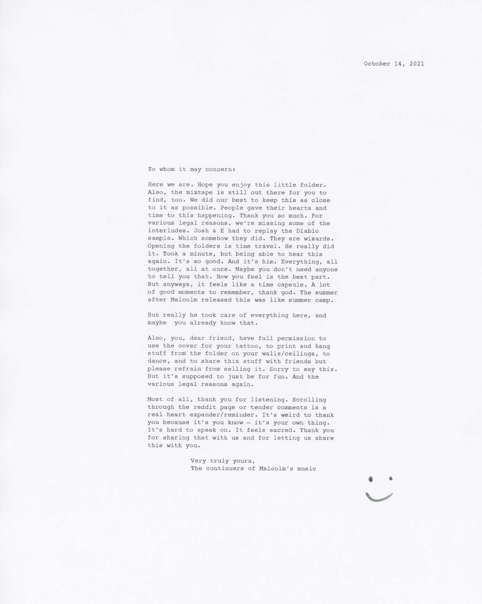 AltheeaRaps's tweet photo. a letter from the continuers of Malcolm's music 🤍 https://t.co/LPbIgB4p3m