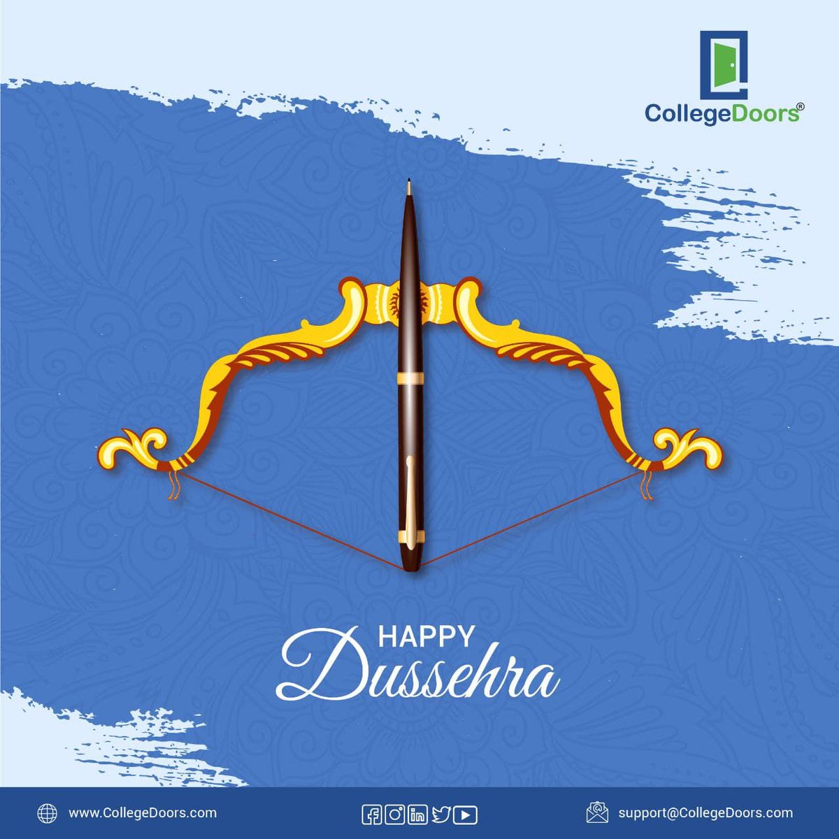 CollegeDoors's tweet photo. CollegeDoors wishes everyone a very Happy Dussehra.

#dussehra2021 #dussehra #winoverevil #success #festival #festive #festivevibes #india #countryoffestivals https://t.co/OKxT92TbjK