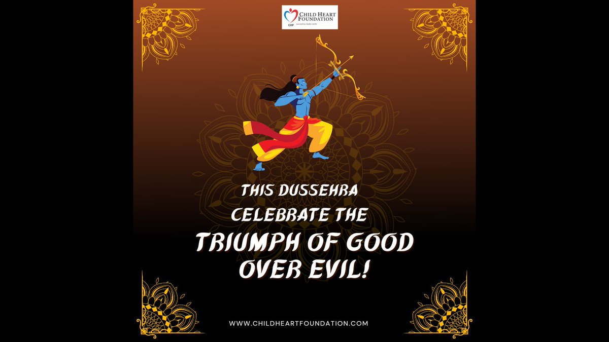 ChildHeartFndn's tweet photo. This Dussehra Celebrate the "Triumph of Good Over Evil".
Happy Dussehra to everyone from Child Heart Foundation.
#dussehra #lordram #ravana #hindufestival #sita #celebration #chf https://t.co/oNJBFUqH96