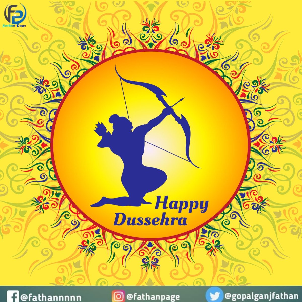 gopalganjfathan's tweet image. विजयादशमी का महापर्व मनुष्य को अहंकार और असत्य का परित्याग कर धर्म, विवेक और सत्य के मार्ग पर चलने की प्रेरणा देता है। श्री राम हमें बुराइयों पर विजय प्राप्त करने की शक्ति दें। आप सभी को विजयादशमी की हार्दिक शुभकामनाएं

 #दशहरा  #HappyDussehra2021
#fathan