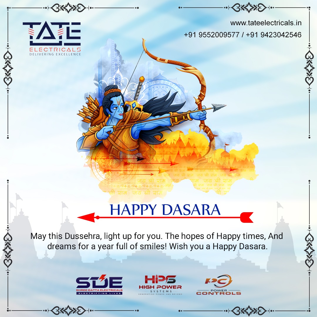 TateElectricals's tweet photo. May this festive season bring you an ocean of good opportunities, good health, and prosperity. Start something new, stay positive and have faith in yourself.
Happy Dasara!
#dusshera #dasara #dasara2021 #happydussehra #happydusshera #happydasara #dussheraspecial #indianfestival https://t.co/Wh5Y6GJGeN