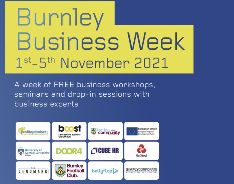 Burnley Business Week is around the corner 👏🏼

There's FREE in person business support available, from local professionals

Upskill & network 

We hope to see you there!

#BBWk2021 #brilliantburnley #BusinessSupport

More details below

⬇️⬇️

bit.ly/3FPvamU

⬆️⬆️