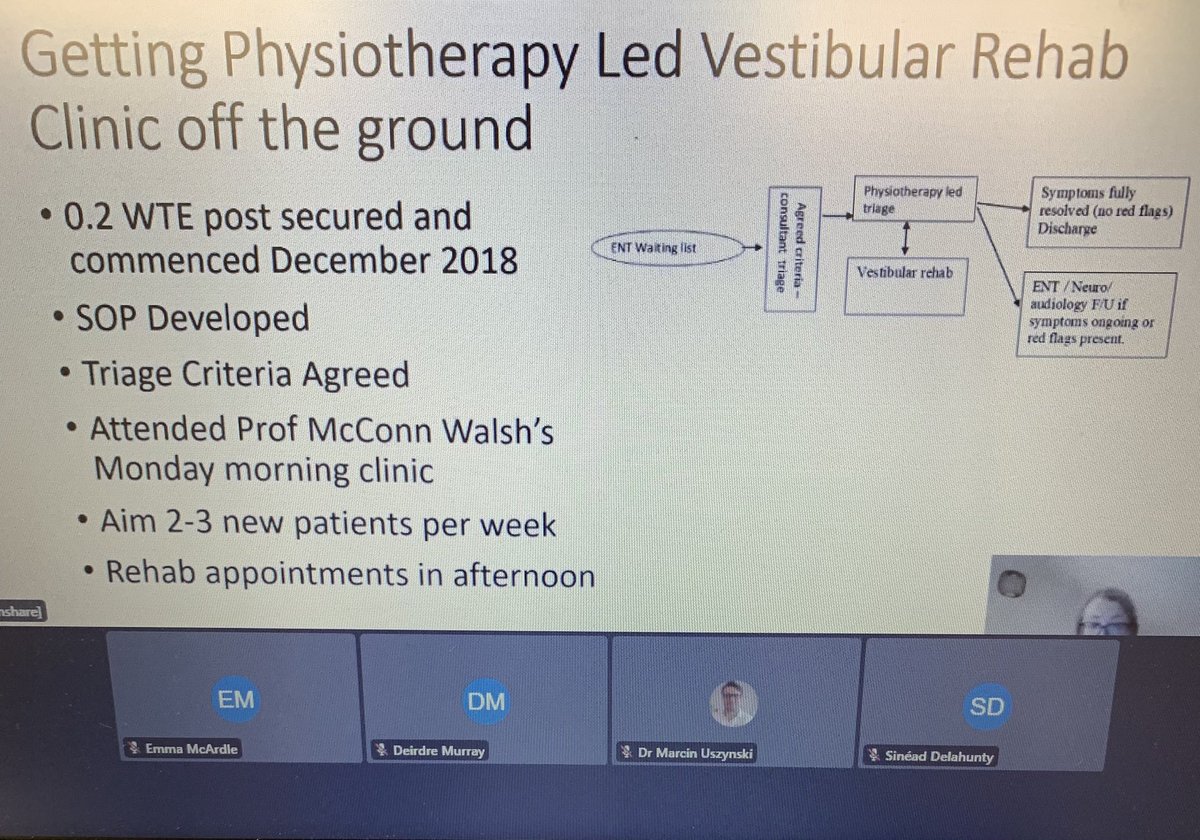 CPNG_ISCP's tweet image. Fantastic presentation by @DeirdreMurray6a @_ISCP_  #ISCPConf21 on their physiotherapy led vestibular rehab clinic - a brilliant initiative that showcases an exciting future for advanced physiotherapy practice in #vestibular ax &amp;amp; rehabilitation @CPNG_ISCP