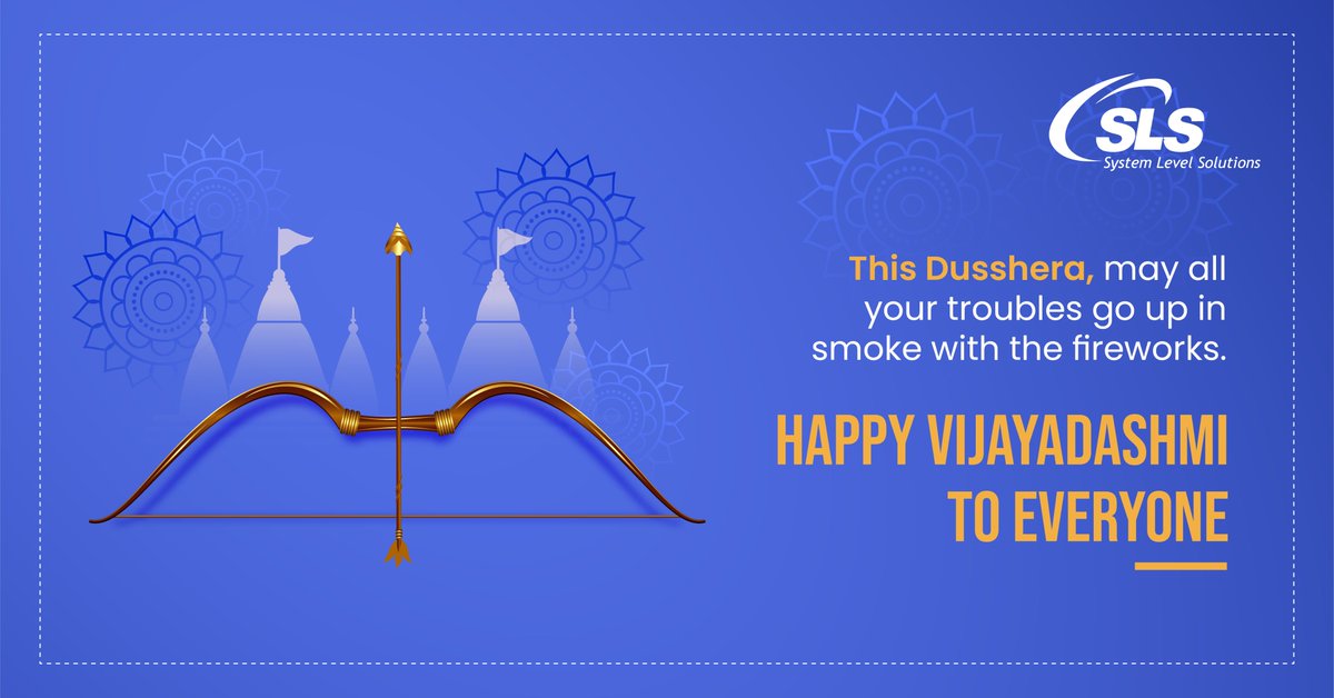 S_L_S's tweet image. On behalf of the entire System Level Solutions, we wish you and your family a very Happy Dussehra.
.
.
.
#systemlevelsolutions #happydussehra #dussehra2021 #ram #ravana #victory  #dussehraspecial #indiafestival #festivemood #vijayadashami #sls #slscorp #india