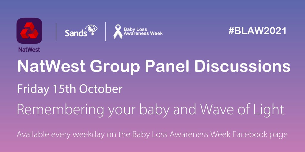 BLA_Campaign's tweet photo. It’s the final day of our @NatWestGroup panel events, and we’ll be discussing “Remembering Your Baby”.

No doubt, it’s going to be an extra special one.

Find it on our Facebook page from 4pm: https://t.co/0xMo7ypGap 

#BLAW2021 #BLAW #WaveOfLight #BereavementInTheWorkplace https://t.co/zK2wTpVXAe