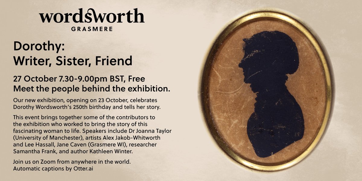 WordsworthGras's tweet photo. Dorothy Wordsworth was a remarkable woman. Our forthcoming #DW250 exhibition tells her story - but how did we bring this fascinating woman to life? 
Find out in this FREE online event on 27 October: https://t.co/uAhDzSq7c5 https://t.co/Ikg6mTmtBQ