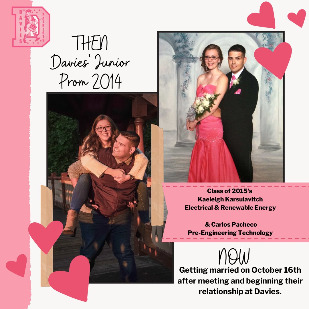 DaviesTechHS's tweet photo. Please join us in celebrating two of our graduates from the Class of 2015 as they enter their wedding weekend! Congratulations, Carlos Pacheco and Kaeleigh Karsulavitch! #Davies2015.
.
.
Join our alumni series. Email us at Community@DaviesTech.org. https://t.co/UERKw9m4I3