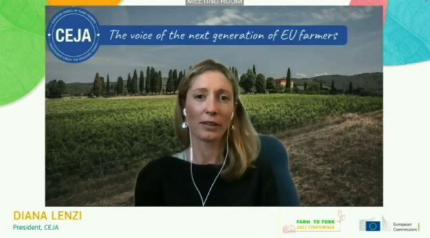 _CEJA_'s tweet image. CEJA President @diana_petroio speaking at #EUFarmtoFork Conference &amp;amp; discussing what EU young farmers need to achieve the green 🎯 

🪙 Dignified income
🔗 Stronger link with the consumers
🎓 Improved access to knowledge
🎖️ Recognition of farmers&apos; positive contribution to society