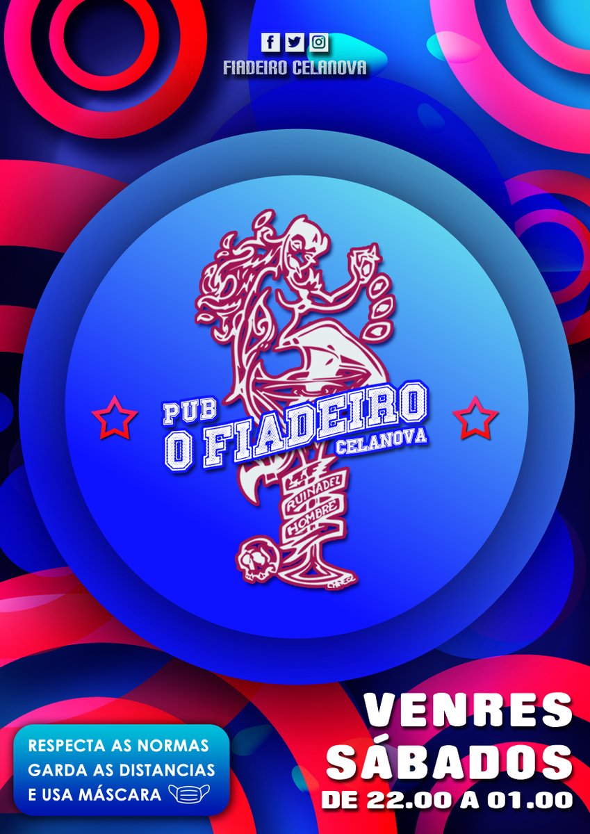 fiadeiro_cela's tweet photo. Haberá que saír de festa! vémonos no @fiadeiro_cela 

🔵 Abrimos venres e sábados, dende as 22:00 ata a 01:00 🍻🍹🎶🎉

🟣 RECORDA, tanto no exterior como no interior do local #Sentidiño, respecta as normas, garda as distancias e usa máscara 😷🙂 https://t.co/h1mZvWTsnw