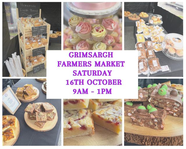 The Grimsargh Farmers Market returns this Saturday 16th October 9-11.  
Pick up some freshly baked goodies or some Christmas gifts.  
#Market #goodies #gifts