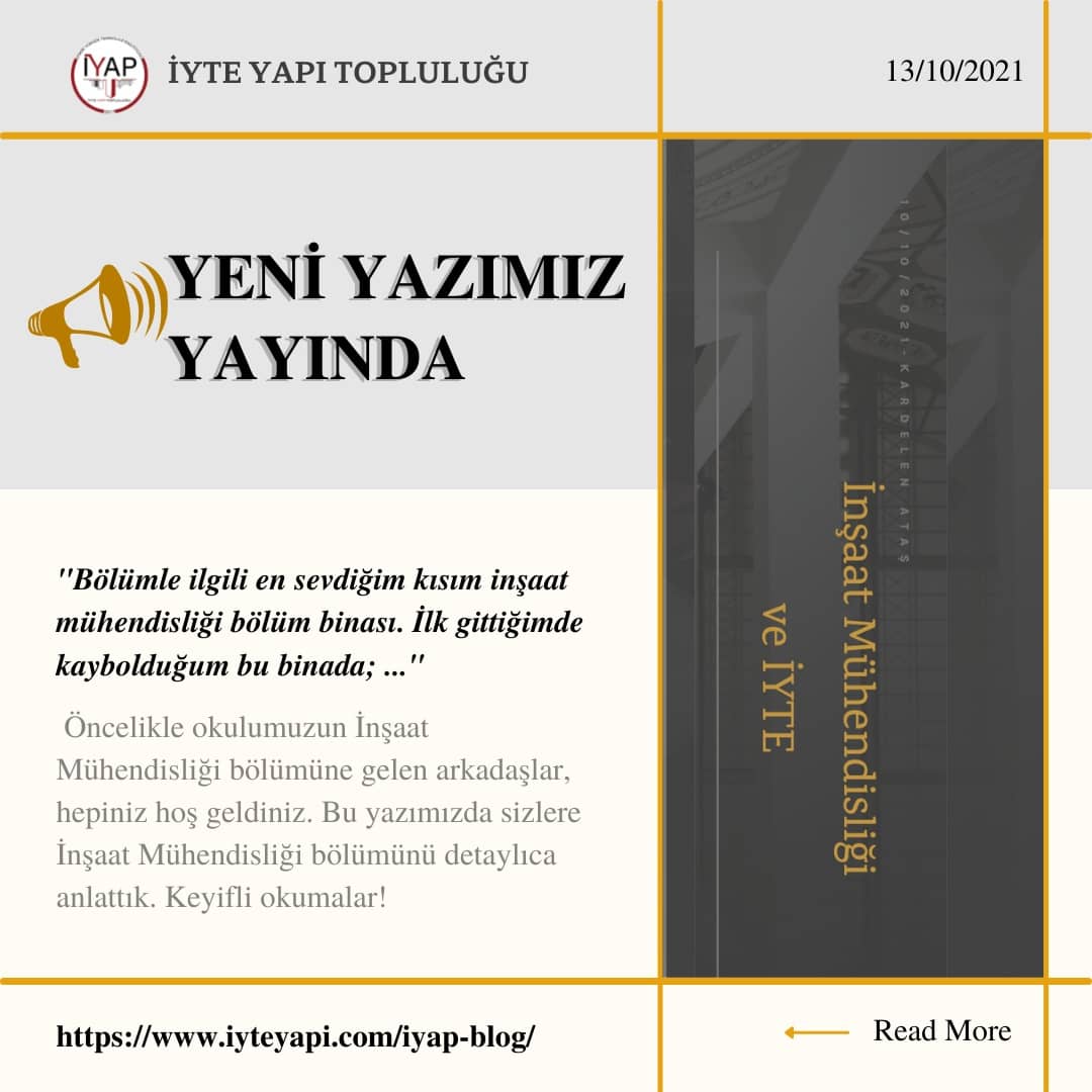 iyteyapi's tweet photo. Bölümlerimiz hakkında dostça sohbet ettiğimiz yeni blog yazılarımız yayında. İyte Yapı Topluluğu Web sitesi blog kısmından yazılarımıza ulaşabilirsiniz. Herkese keyifli okumalar.
•
•
#iyte #iyteyapi #blog #iyapblog #yazı #şbp #mimarlik #inşaatmühendisi https://t.co/NBBLz4376g