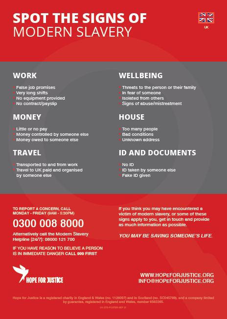 NYSAB1's tweet photo. Would you recognise the signs of modern slavery? Hope For Justice have a range of resources in multiple languages to help ���Spot the Signs’ of Modern Slavery. For more information about the work they do and to access these resources visit https://t.co/B5QDJGJFHN #unlockslavery2021 https://t.co/NbV4SuhNYB