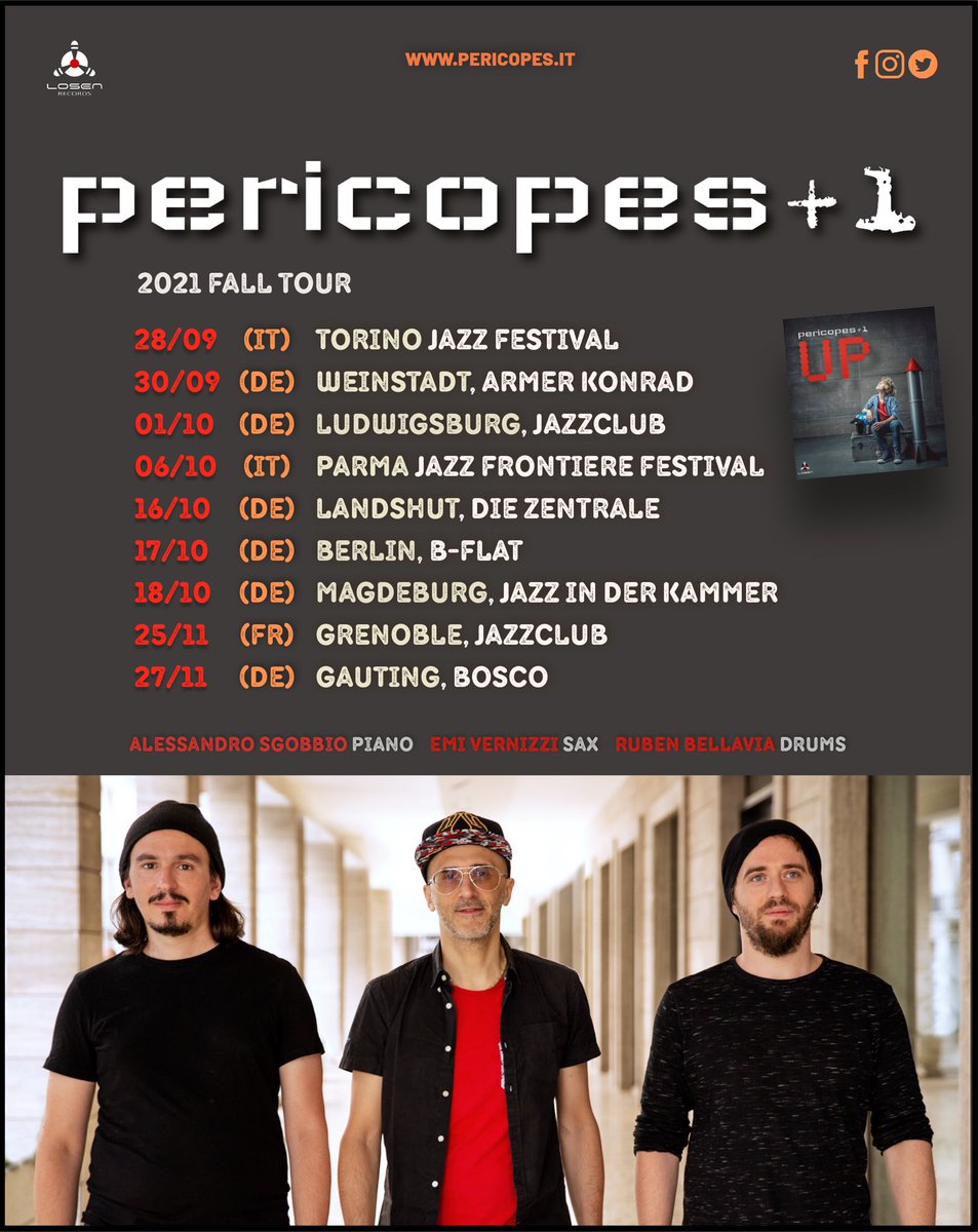 pericopes's tweet photo. #TOUR IS BACK 🔥 Thrilled to perform in #Germany &amp; #France ‼️ Check out the calendar below &amp; see you this weekend in #Landshut (Oct 16), #Berlin (17) &amp; #Magdeburg (18) 🇩🇪 bis bald!

📸 Liana Congedo

#pericopes #up #europeantour #emilianovernizzi #alessandrosgobbio #rubenbellavia https://t.co/pRuissN4FC