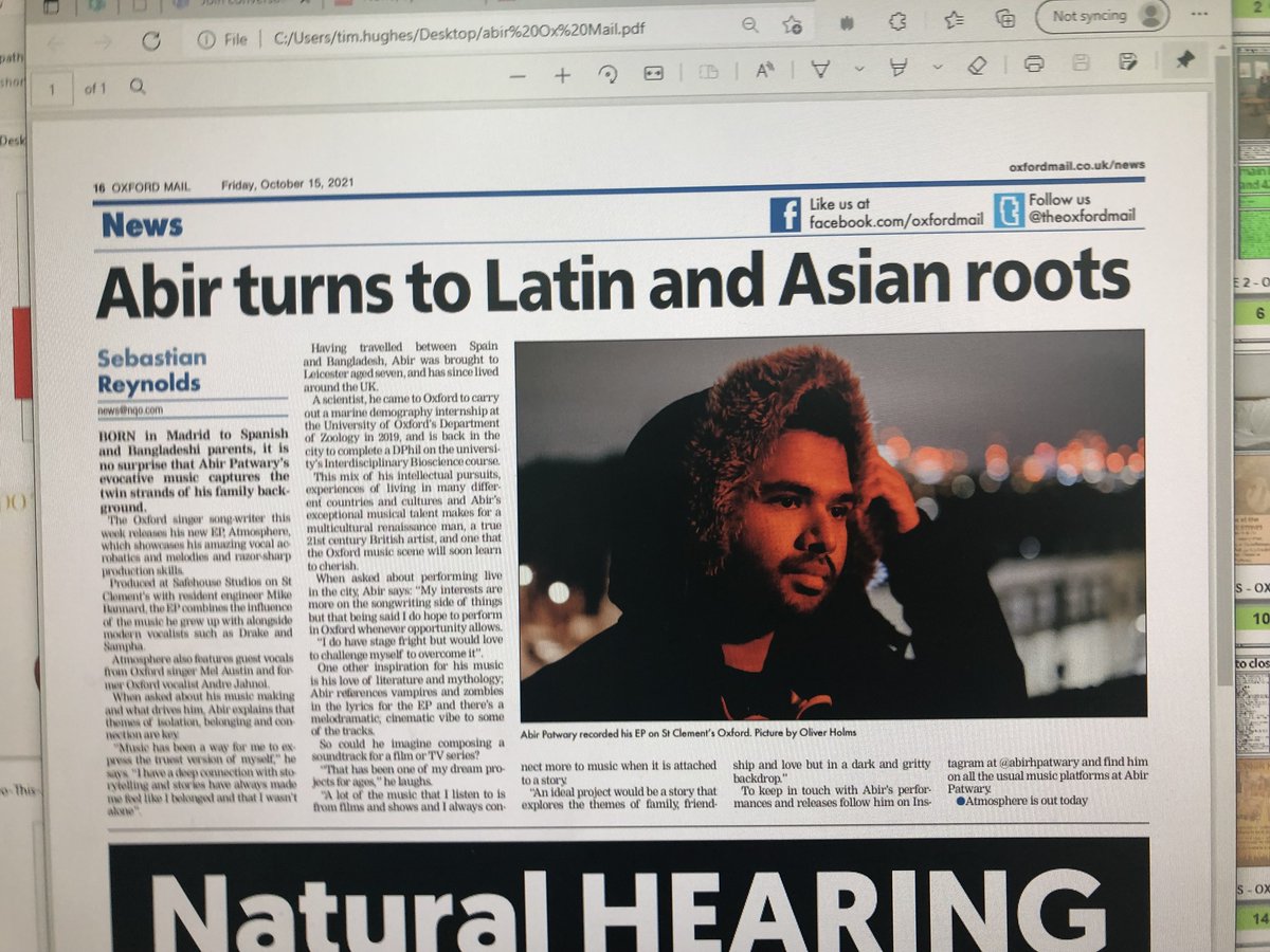 I interviewed <a href="/AbirPatwary5/">Abir Patwary</a> for the <a href="/oxfordtimes/">Oxford Times</a> + <a href="/TheOxfordMail/">Oxford Mail</a>, Atmosphere EP out today, produced by <a href="/SafeSafehouse/">Safehouse studio</a>, pics by <a href="/OliverHolms/">Oliver Holms</a>. Catch Abir in interview with <a href="/DaveGilyeat/">Dave Gilyeat</a> for <a href="/BBCIntroOxford/">BBC Music Introducing in Oxfordshire</a> tomorrow! <a href="/NightshiftMag/">Martha the Nightshift Cat</a> <a href="/OxMailTimHughes/">Tim Hughes</a> #NewMusicFriday