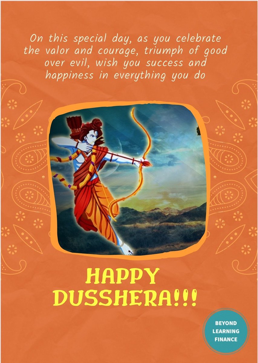 beyondlearningt's tweet image. Happy Dussehra!
#certifiedfinancialplanner  #dussehra #cfp #finance #financialfreedom  #financialliteracy #financialadvisor #financialplanning #financialplanningtips  #festivevibes #dusshera #lordrama #indianfestival #womaninbusiness  #womanempowerment #financecoach #education