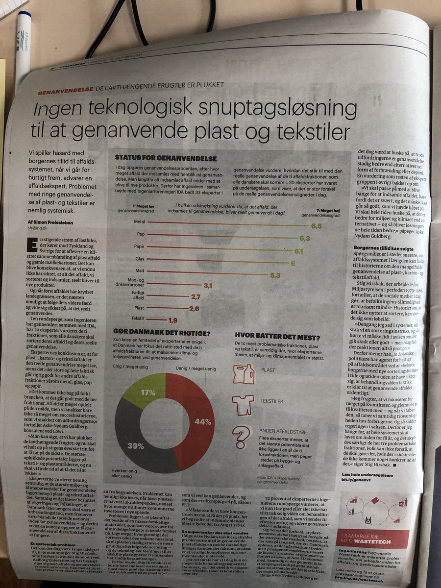 ⁦<a href="/IDAdk/">IDA</a>⁩  og ⁦<a href="/ingdk/">Ingeniøren</a>⁩ Har spurt 20 eksperter om hvordan det egentlig går med at genanvende dansk affald. ♻️Læs deres svar her:
ida.dk/om-ida/nyt-fra… og
ing.dk/artikel/proble…
Der er behov for løsninger #dkpol #dkgreen
