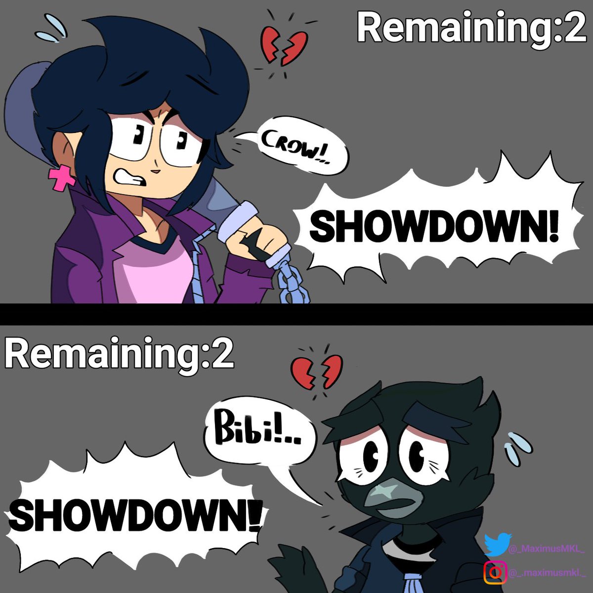 _MaximusMKL_'s tweet photo. 😭💔💔.
.
Comenzando con un pequeño cómic simple. *Primera Parte*. De Bibi y Crow.
.
#BrawlStarsArt #BrawlStars #comics. https://t.co/azZLVBhgrI