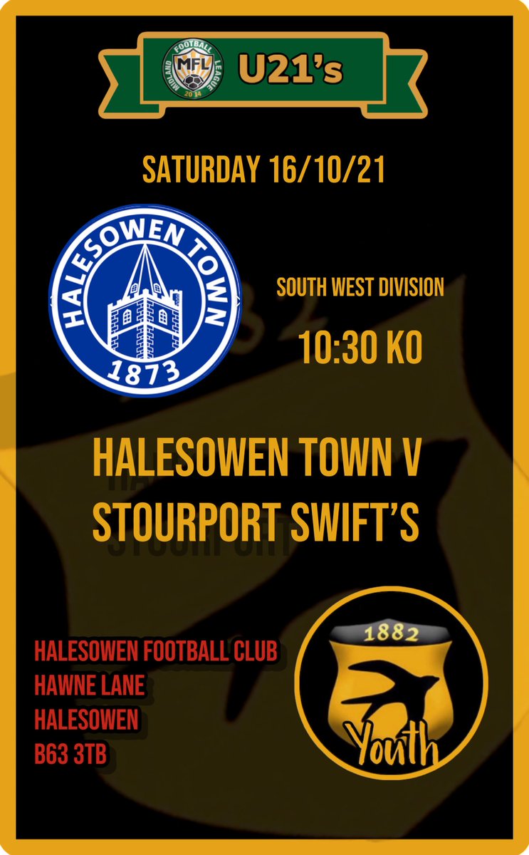 ⁦<a href="/StourportSwifts/">Stourport Swifts FC</a>⁩ ⁦<a href="/MidlandLeague/">Capelli Sport Midland Football League</a>⁩ ⁦<a href="/HTFCU21/">halesowentownfcU21</a>⁩ 🎟 £3.00 concessions £2:00  🍺bar 🍔 cafe open