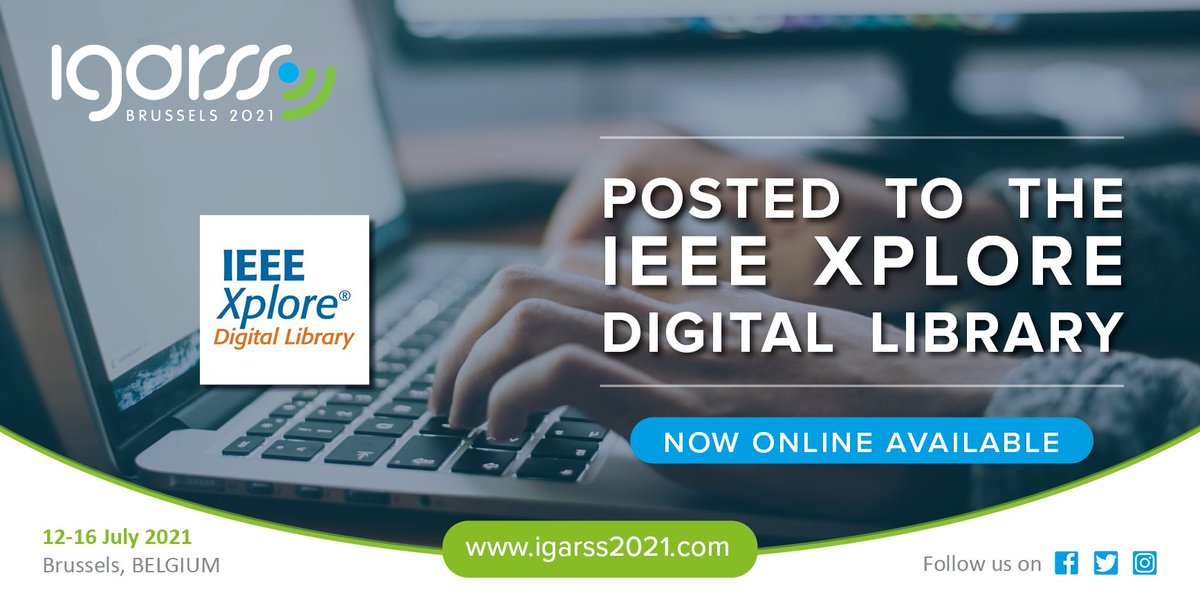 🆕 Good news! 🆕 

The 2021 IEEE International Geoscience and Remote Sensing Symposium #IGARSS2021 has been posted to the <a href="/IEEEXplore/">IEEE Xplore</a> digital library!

Explore more 👨‍💻👉 bit.ly/IGARSS2021_Xpl…

<a href="/IEEE_GRSS/">IEEE Geoscience and Remote Sensing Society</a> <a href="/BelgianEO/">Belgian Earth Observation</a> <a href="/NLSpaceOffice/">NSO</a> <a href="/tudelft/">TU Delft</a>