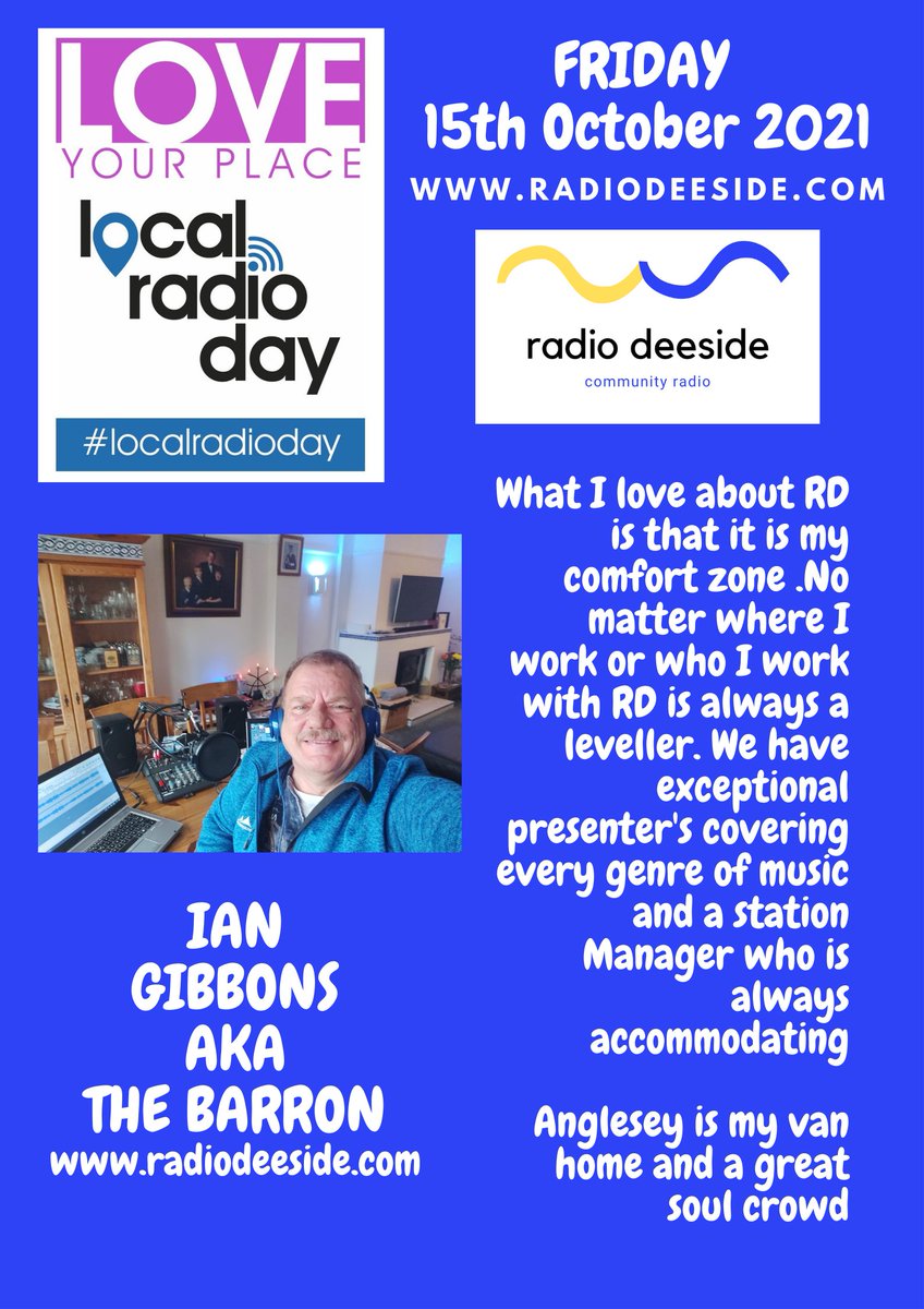 Today is #LocalRadioDay! We want to thank everyone who listens to our station and supports us. Wherever you feel you belong; in the park, pub, local cafe, with family, in sports, literacy or arts…whatever place you love, we want to know about it @radiodeeside @RadioGlannauD