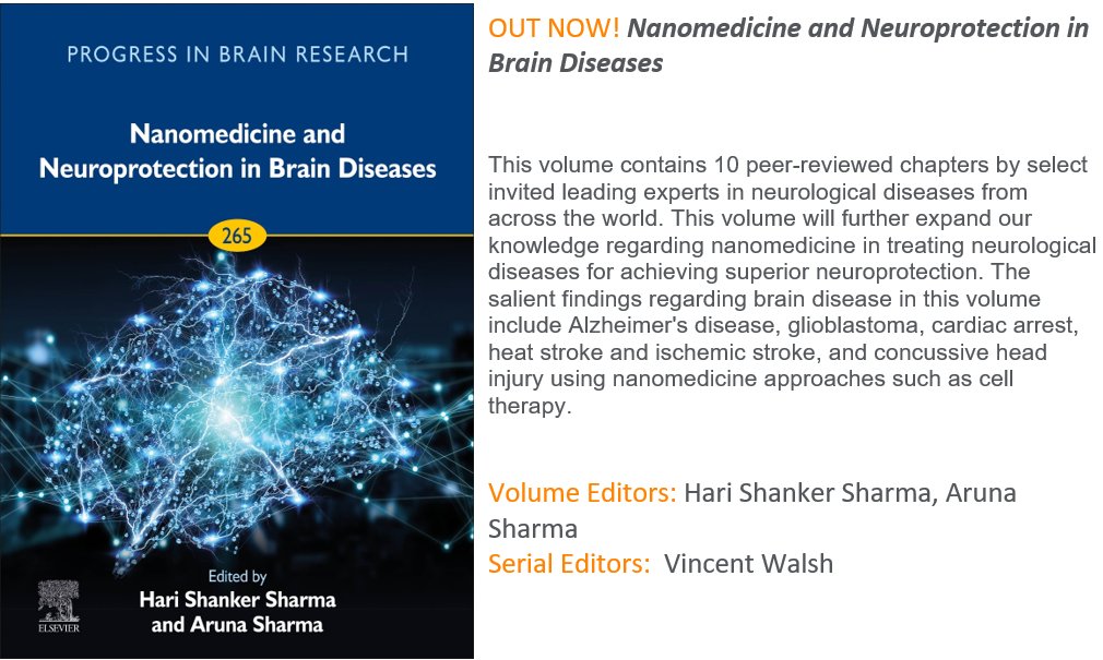 ELSNeuroSerials's tweet photo. Volume 265 of Progress in Brain Research on #Nanomedicine and #Neuroprotection is now available on Science Direct

https://t.co/autm166ooe

Volume Editors: Hari Shanker Sharma and Aruna Sharma

Serial Editor: @vinwalsh 

#alzheimersdisease #Glioblastoma #concussion #neuroscience https://t.co/CAS6DcBOFX