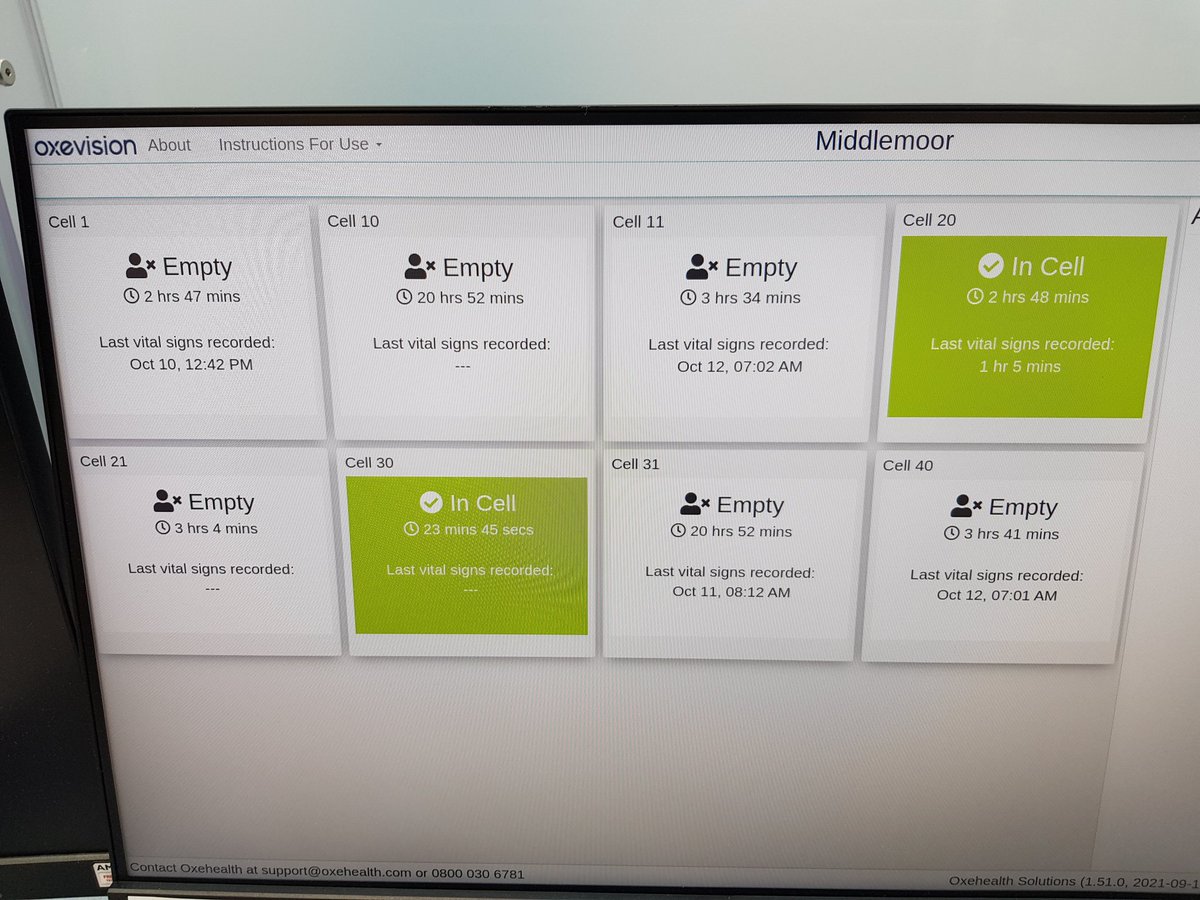 It's great to have our @Oxehealth health monitoring system installed.  This enables the team to safely monitor those detainees with complex medical issues ensuring we deliver safer, higher quality care to those that need it and enables proactive interventions #oxevision