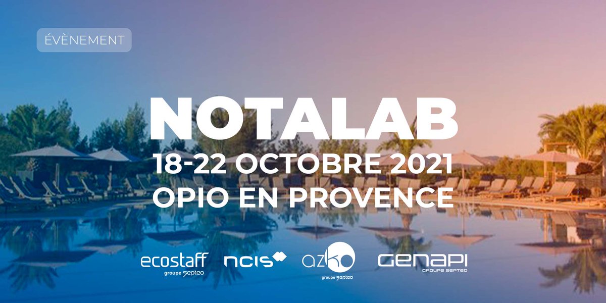[EVENEMENT]
🗓 Genapi &amp; ses partenaires vous donnent rendez-vous du 18 au 22 octobre 2021 pour la 3ème édition de #NOTALAB à Opio ! 
📍 Retrouvez-nous sur notre stand pour découvrir #KIVIA 🚀

#LegalTech #Septeo #Notaires
@ecostaff_  @AgenceAZKO  <a href="/immobilierNCIS/">NCISimmobilier</a>