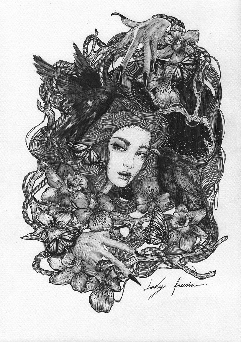 lady_freesia's tweet photo. Hello everyone my illustration name “Lady freesia” if you would like to follow my portfolio you may go to my instagram “_ladyfreesia”,hope you like it. #illustration #darkart #Artist #PortfolioDay #artisthai #thailandart https://t.co/QfvKvuwz6J