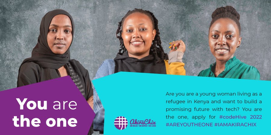 akirachix's tweet photo. Counting down hours! 😯 Be part of the next generation of #womenintech 
1 year in the AkiraChix codeHive FULL scholarship program will offer you:
● Tuition-free, accommodation, extracurricular activities, meals, transportation, and personal amenities,
#AREYOUTHEONE #IAMAKIRACHIX https://t.co/QhqQhh88dw
