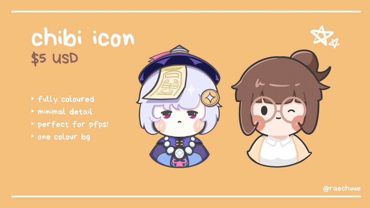 raechuuarts's tweet photo. If you can retweet, it’d mean the world to me—!! A little bit goes a long way 🥺💛✨

Hello! My commissions are open (´∀` ) ❤︎
I love drawing chibi characters and streamer art such as emotes!

#commissionsopen #artph #chibiart #twitchemotes #twitchemoteartist #emotes https://t.co/taY3hqaXu3