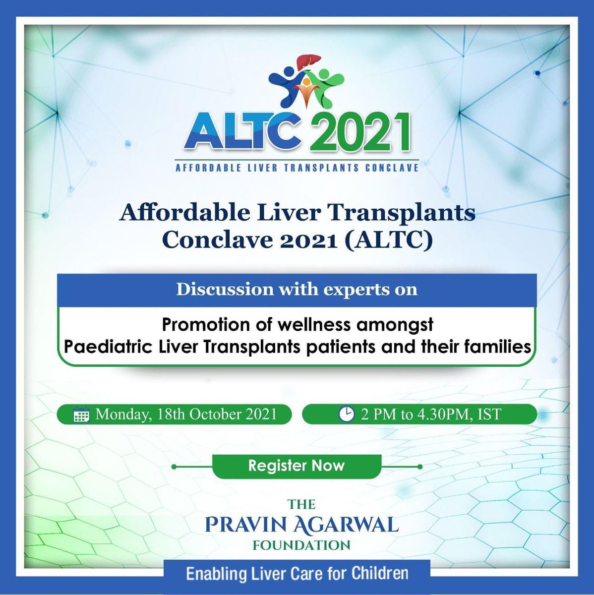 TpafMumbai's tweet image. Discuss on the topic of Promotion of Wellness amongst PLT patients and their families at this year&apos;s Annual Liver Transplants Conclave.

Register for free- tpaf.in/altc-2021/
.
#ALTC2021 #AffordableLiverTransplantsConclave2021 #TPAF #ThePravinAgarwalFoundation