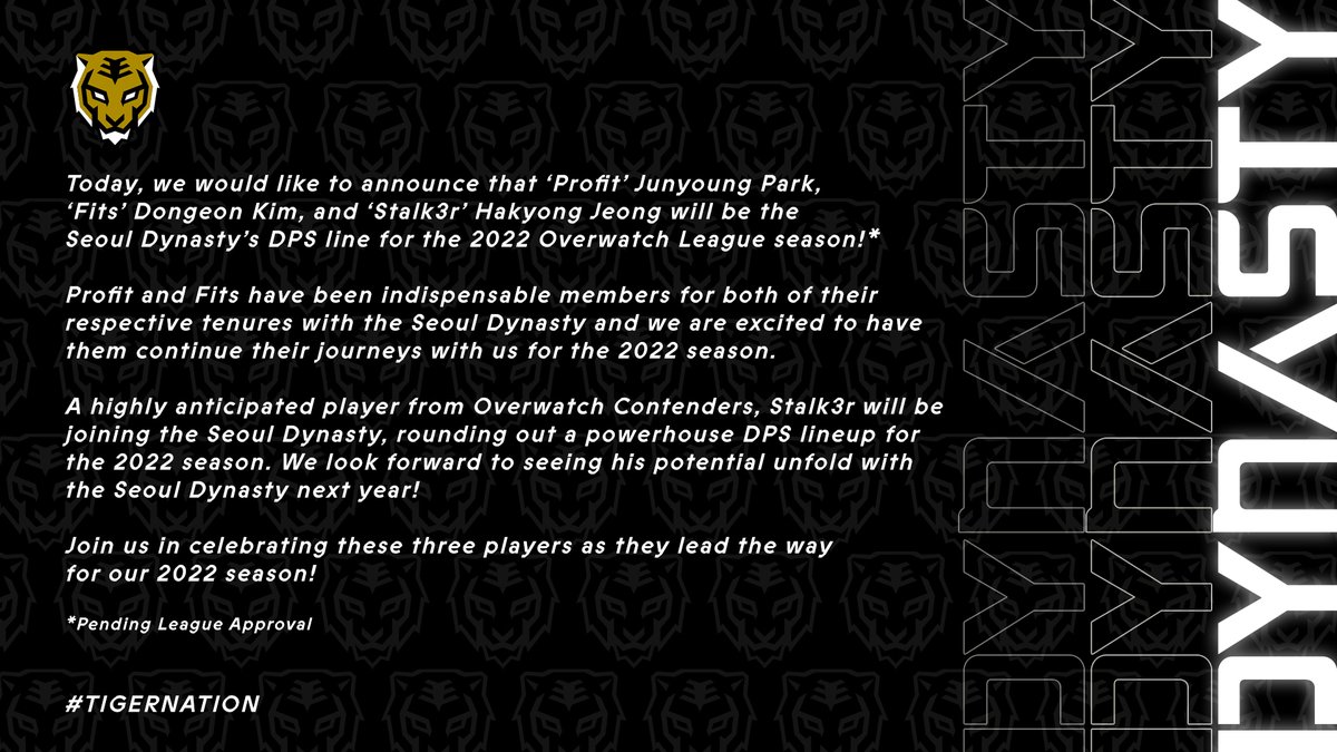 [ Roster Update: <a href="/ProfitOW/">박준영</a>, <a href="/Fits_ow/">Fits</a>, <a href="/Stalk3r_OW/">Stalk3r</a> ]