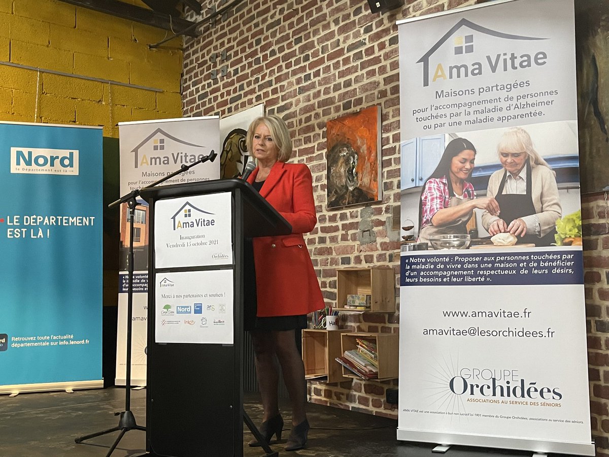 FondationNord's tweet image. Inauguration d’@ama_vitae à Villeneuve d’Ascq,@MathiasPovse souligne l’approche innovante du projet, « le numérique au service de l’autonomie ». Les montres de géolocalisation favorisent un accompagnement respectueux des désirs, des besoins et de la liberté des résidents.