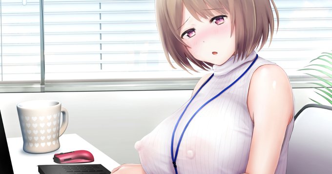 オフィスで透け乳首 