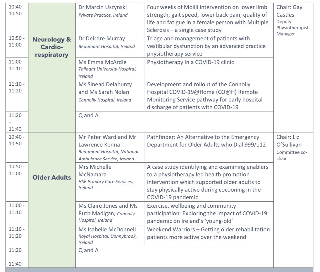 What a line up for the older adult and neurology streams 😍 Looking forward to hearing some of the great work being done at #ISCPConf21… <a href="/UchoUszynski/">Dr Marcin Uszynski MISCP, CORU</a> <a href="/DeirdreMurray6a/">Deirdre Murray</a> <a href="/peterphysio15/">Peter Ward</a> <a href="/EmmaMcArdle07/">Emma McArdle</a> <a href="/DelaPhysio/">Sinéad Delahunty</a> <a href="/ClaireJonesPT/">Claire Jones</a> <a href="/McD_Isabelle/">Isabelle McDonnell</a>