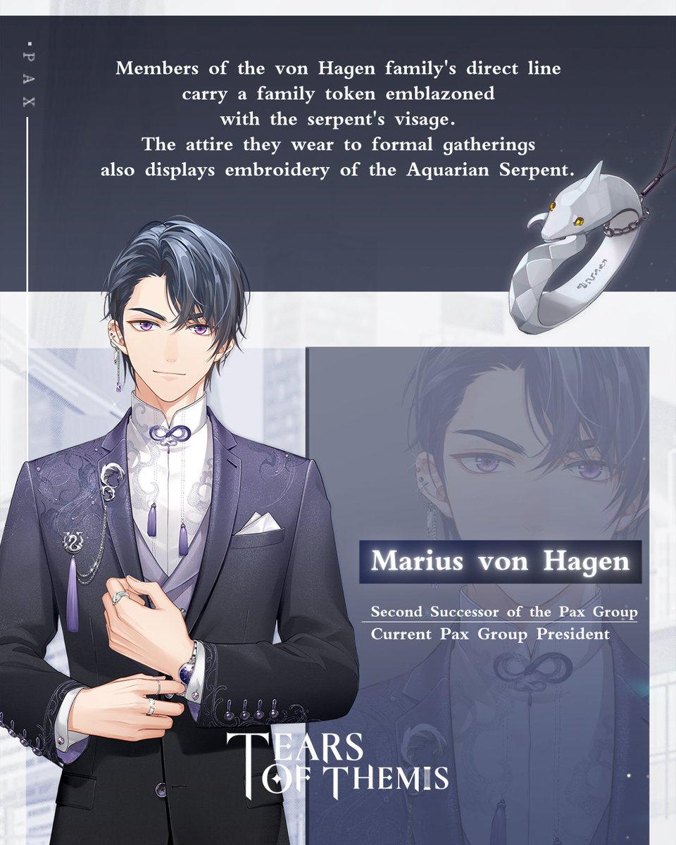 TearsofThemisEN's tweet photo. ✦The von Hagen Family Crest - The Aquarian Serpent

The aquatic serpent that pierces the clouds and soars beyond the horizon embodies the wishes of the von Hagen family's ancestors, as well as their encouragement of future generations.

#TearsOfThemis https://t.co/6tgEMFpw06