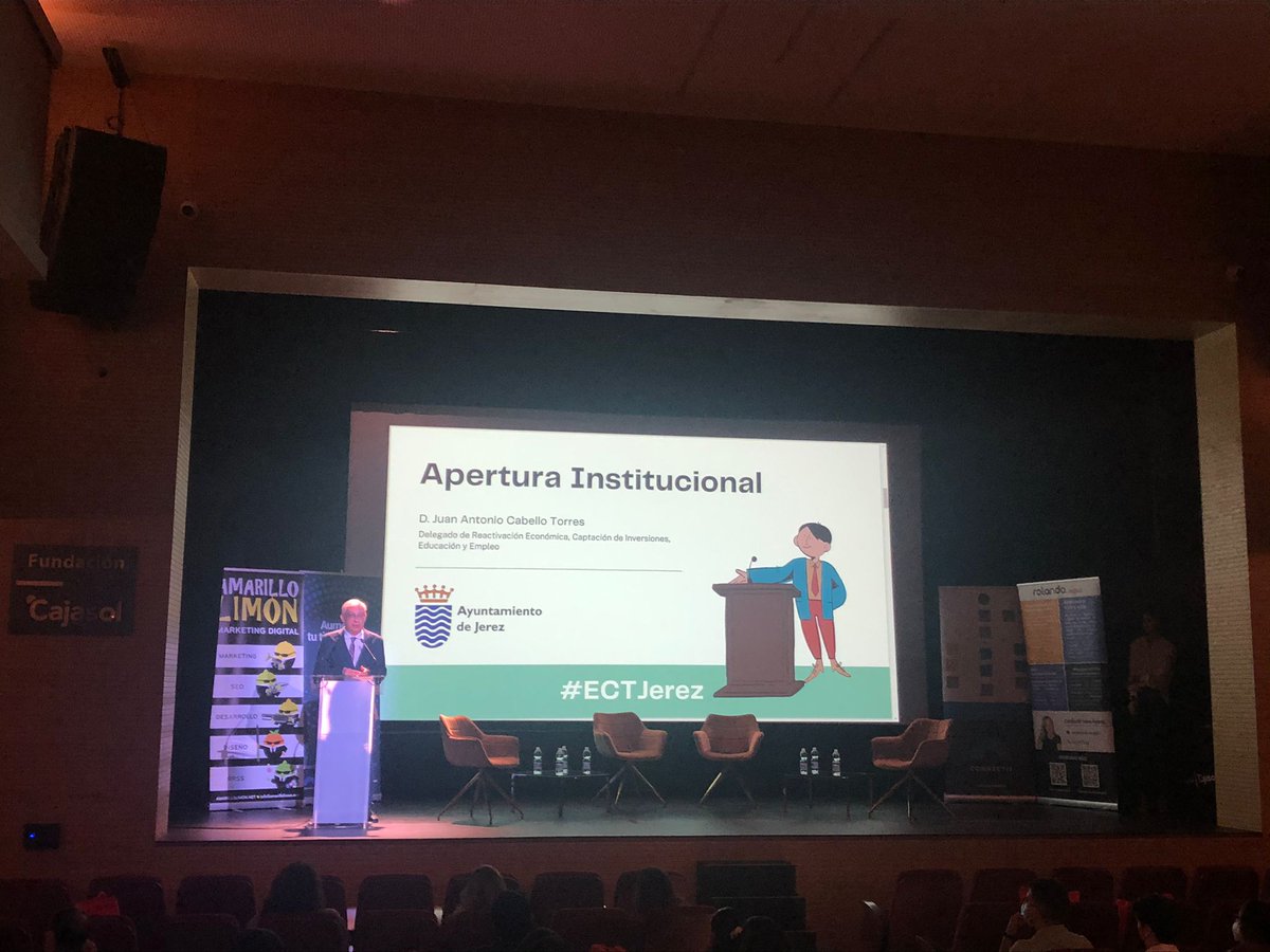 Ecommerce_es's tweet photo. D. Juan Antonio Cabello Torres, Delegado de Reactivación Económica, Captación de Inversiones, Educación y Empleo del Ayuntamiento de @ciudadjerez, se encarga de la charla inaugural.
#EcTJerez https://t.co/sevtV8BhNi