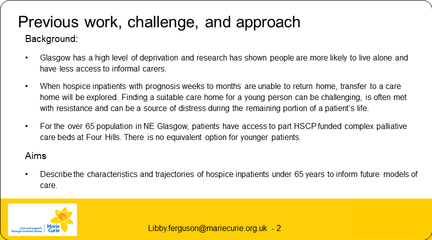 Palliative_Scot's tweet photo. Poster 34 #SPPCPosterParade - Where to go when home is not possible? Place of care for people under 65 in their last months of life
@libbyferguson13 K. McGeough @MarieCurieSCO @MarieCurieEOLC https://t.co/CpuasQI7Es